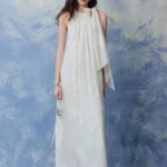 Heavy industry nail bead embroidery temperament hanging neck A-list dress