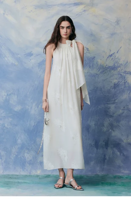 Heavy industry nail bead embroidery temperament hanging neck A-list dress