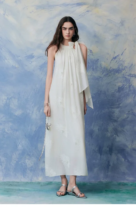Heavy industry nail bead embroidery temperament hanging neck A-list dress