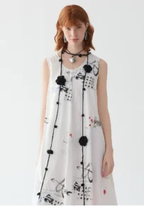 Vintage artistic style printed large skirt long skirt
