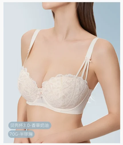 Underwear women's thin summer shell cup big chest gathering bra lace sexy bra