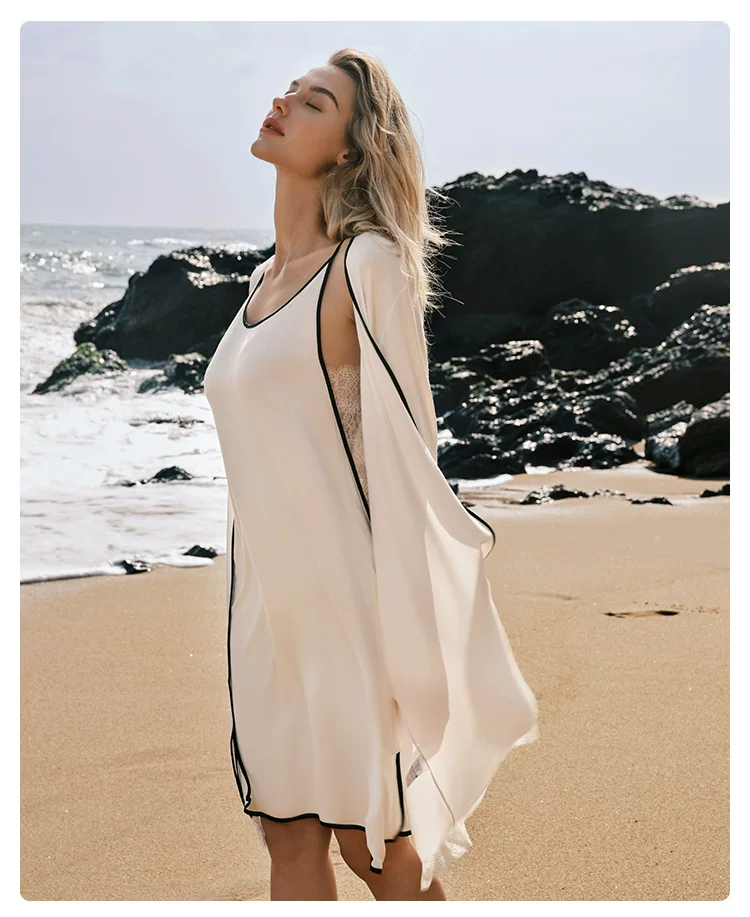 Modal skin friendly breathable home morning gown and nightgown Modal skin friendly breathable home morning gown and nightgown