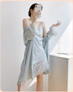 New style sexy ice silk thin lace camisole pajamas
