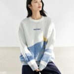2026 Autumn New Sheep Wool Blended Knitted Sweater Jacquard Sweater for Women