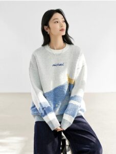 2026 Autumn New Sheep Wool Blended Knitted Sweater Jacquard Sweater for Women