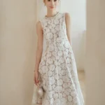 Customized water-soluble lace elegant sleeveless slimming dress