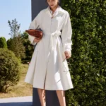High end white windbreaker jacket 2026 new thin mid length coat