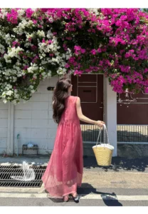 100 mulberry silk blend dress with suspender two-piece set for women's summer vacation long dress
