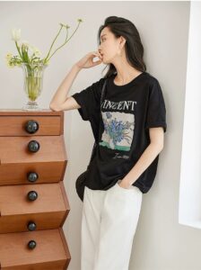 Van Gogh collaboration printed short sleeved T-shirt for women, 2026 summer new design sense top