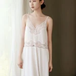 Modal silk elastic knitted suspender long skirt sexy nightgown