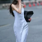 White linen camisole dress