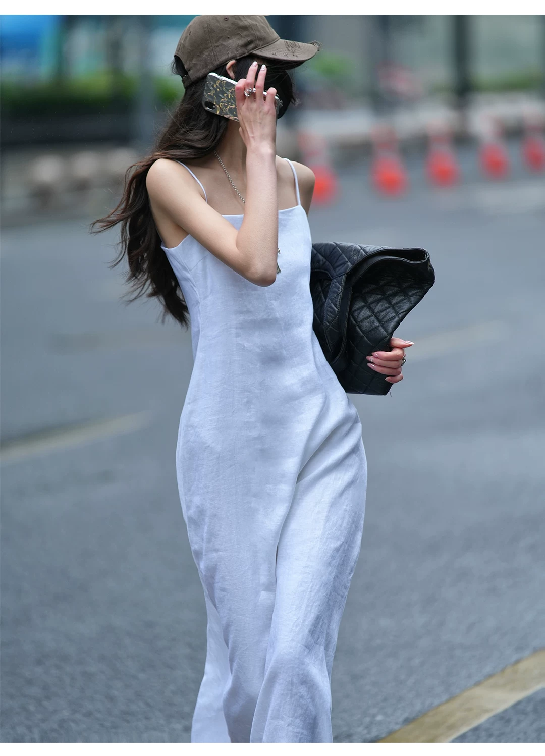 White linen camisole dress!!2214157561576 White linen camisole dress