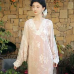 Silk dress, mulberry silk morning gown, nightgown