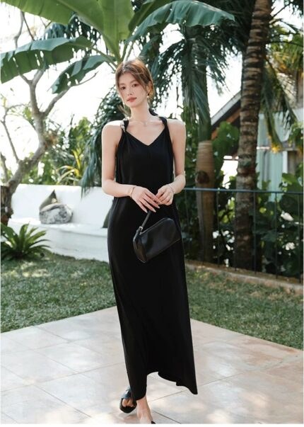 Retro Hepburn style French A-line camisole skirt