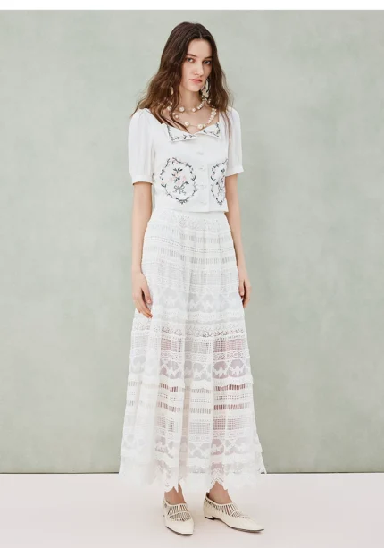 French hollow lace skirt