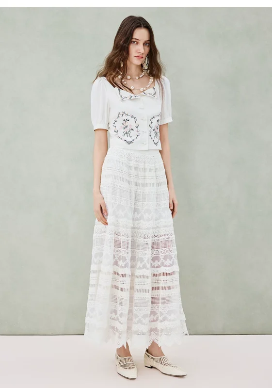 French hollow lace skirt