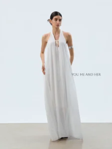 Hanging neck, suspender, big skirt, women's city vacation style party dress