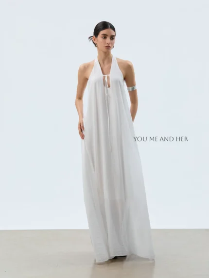 Hanging neck, suspender, big skirt, women's city vacation style party dress
