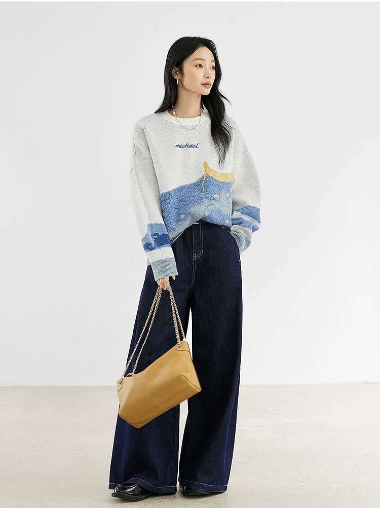 2026 Autumn New Sheep Wool Blended Knitted Sweater Jacquard Sweater for Women 2026 Autumn New Sheep Wool Blended Knitted Sweater Jacquard Sweater for Women