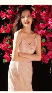 Lace new Chinese style slim fit and slimming camisole fishtail skirt