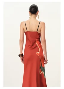 A silk camisole dress with a swinging collar inside
