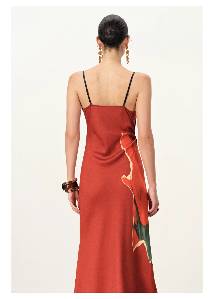 A silk camisole dress with a swinging collar inside camisole dress