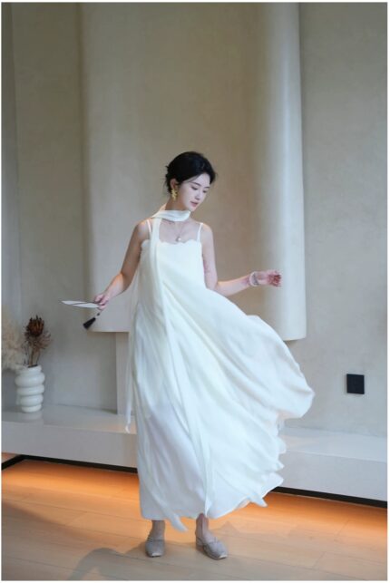 100% Tencel Apricot Strap Dress
