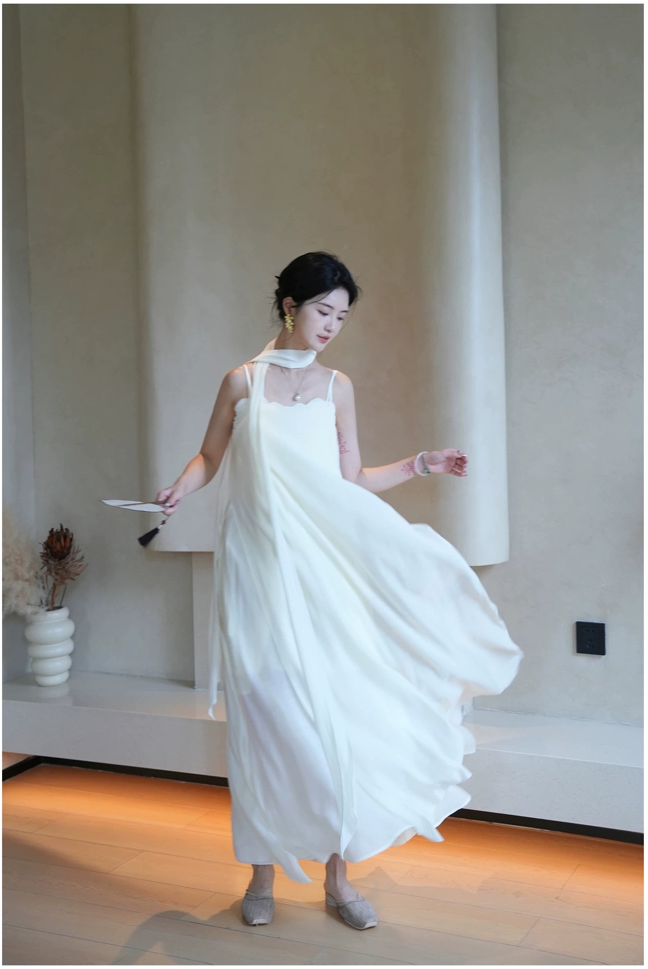 100% Tencel Apricot Strap Dress!!343229424 100% Tencel Apricot Strap Dress