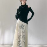 Tulip print Lyocell Tencel tied skirt