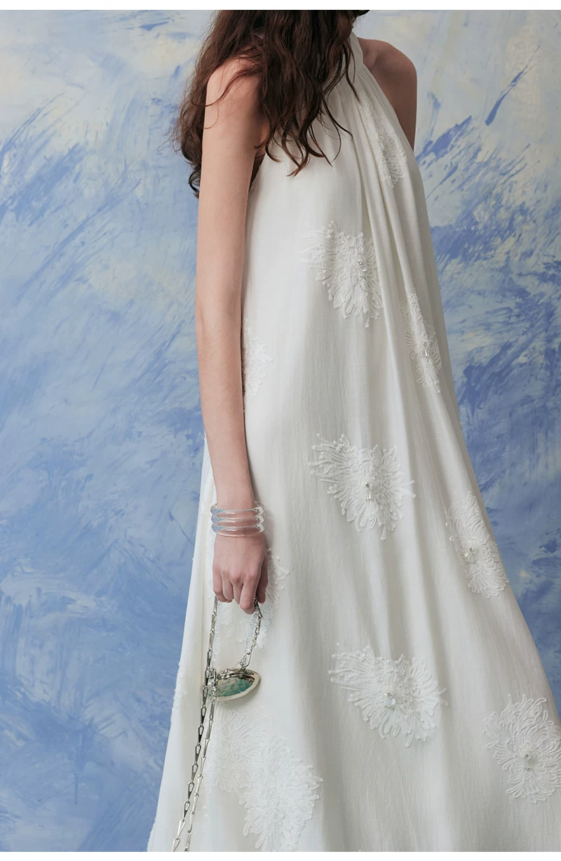 Heavy industry nail bead embroidery temperament hanging neck A-list dress!!2212898900417 Heavy industry nail bead embroidery temperament hanging neck A-list dress