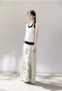 Tulip print Lyocell Tencel tied skirt