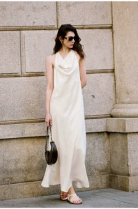 Off white loose neck and backless dress