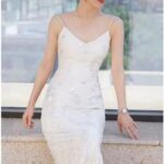 Fiber white suspender dress
