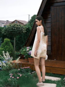 Linen printed camisole dress