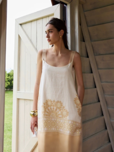 Linen printed camisole dress