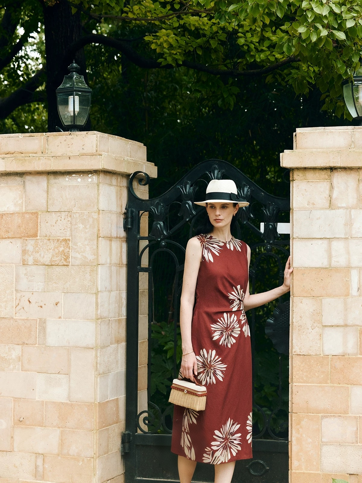 Tencel linen positioning printed vacation style dress Tencel linen positioning printed vacation style dress