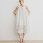 100% cotton heavy-duty hollow embroidery carved cocoon shaped balloon dress