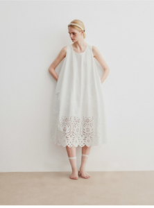 100% cotton heavy-duty hollow embroidery carved cocoon shaped balloon dress