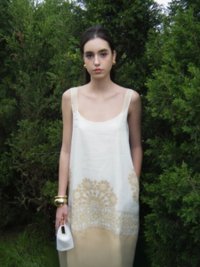 Linen printed camisole dress