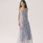 Blue dress, holiday floral dress, high-end camisole dress
