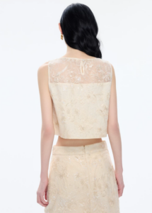 Embroidery set sleeveless shirt half skirt