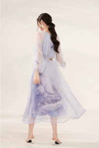 Silk dress 2026 silk printed long skirt, light luxury French skirt
