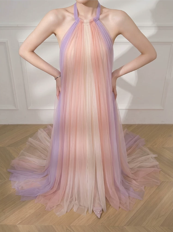 French fairy style sleeveless neck hanging mesh long dress French fairy style sleeveless neck hanging mesh long dress