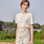 French white printed short sleeved t-shirt