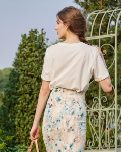 French white printed short sleeved t-shirt