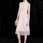 Sleeveless stand up collar dress, fashionable dress