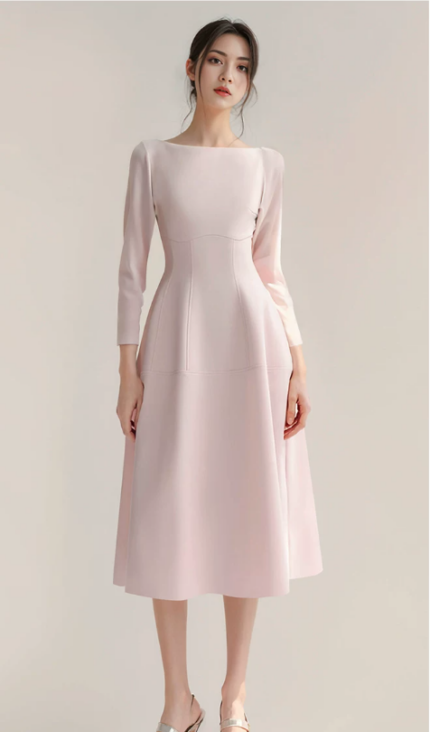 Pink long sleeved dress for women