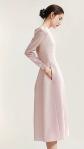 Pink long sleeved dress for women