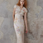 Vintage lace 100% herringbone diagonal cut dress