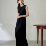 Sleeveless large swing fish tail dress, simple and slimming, elegant and graceful long skirt